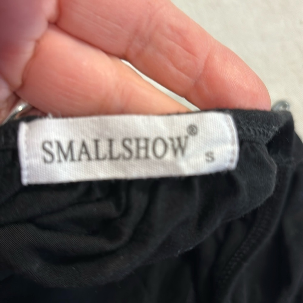 SMALLSHOW Nursing Shirt Fashionably Pregnant Black Short Sleeve size Small - Picture 2 of 9